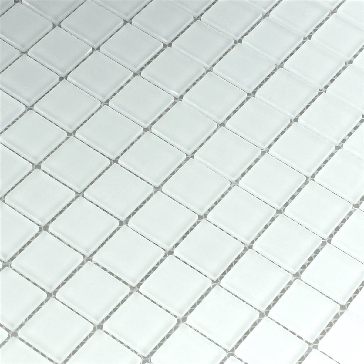 Mosafil Mosaikfliesen Glasmosaik Fliesen Fracture Weiß Matt, Glas 32.700x30.200, weiß, Verlegefertig auf ein Netz geklebt - Frostsicher - Wasserfest