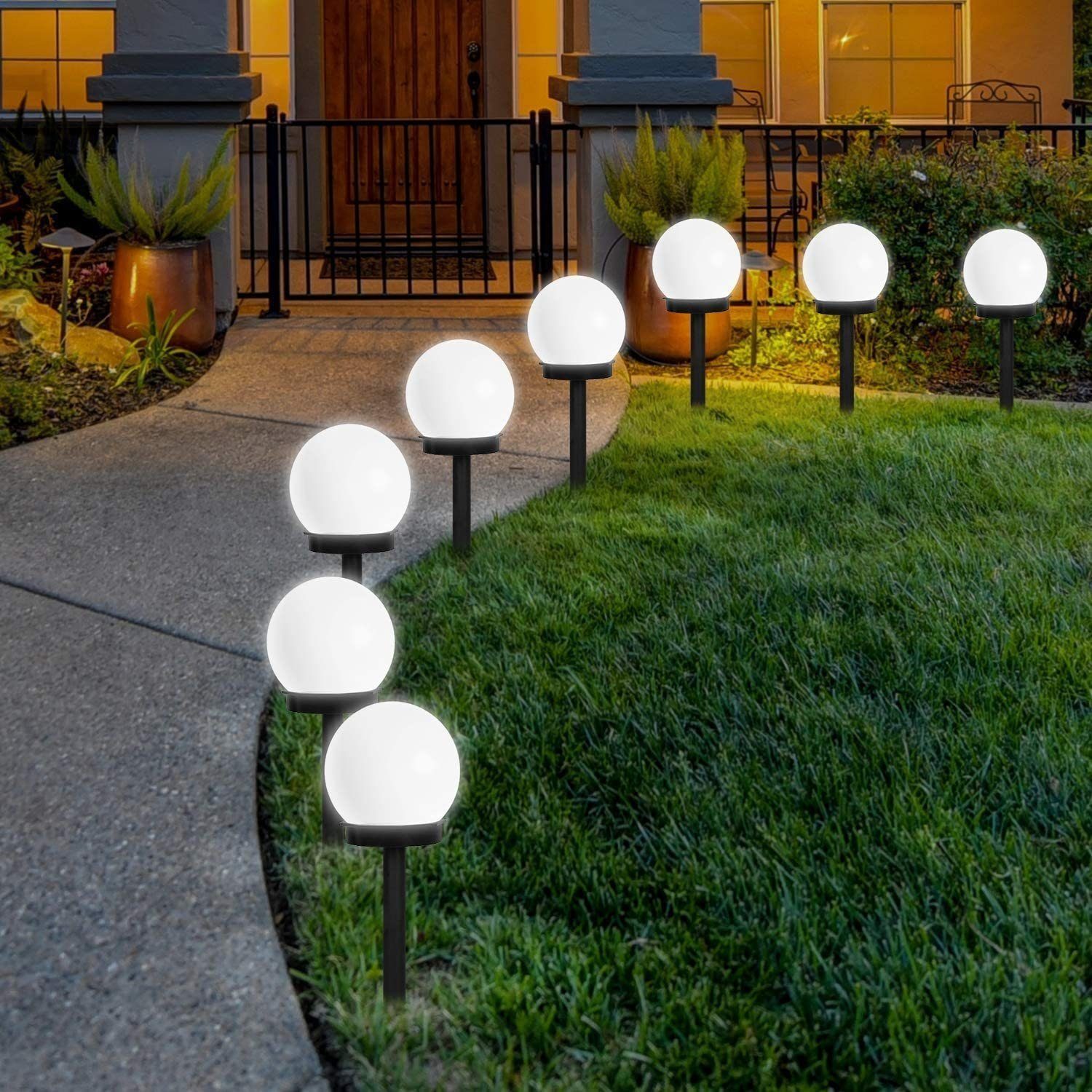 DOPWii Gartenleuchte 8pcs LED Solarleuchten mit Erdspieß, IP44 wasserdicht ∅10 x L33 cm