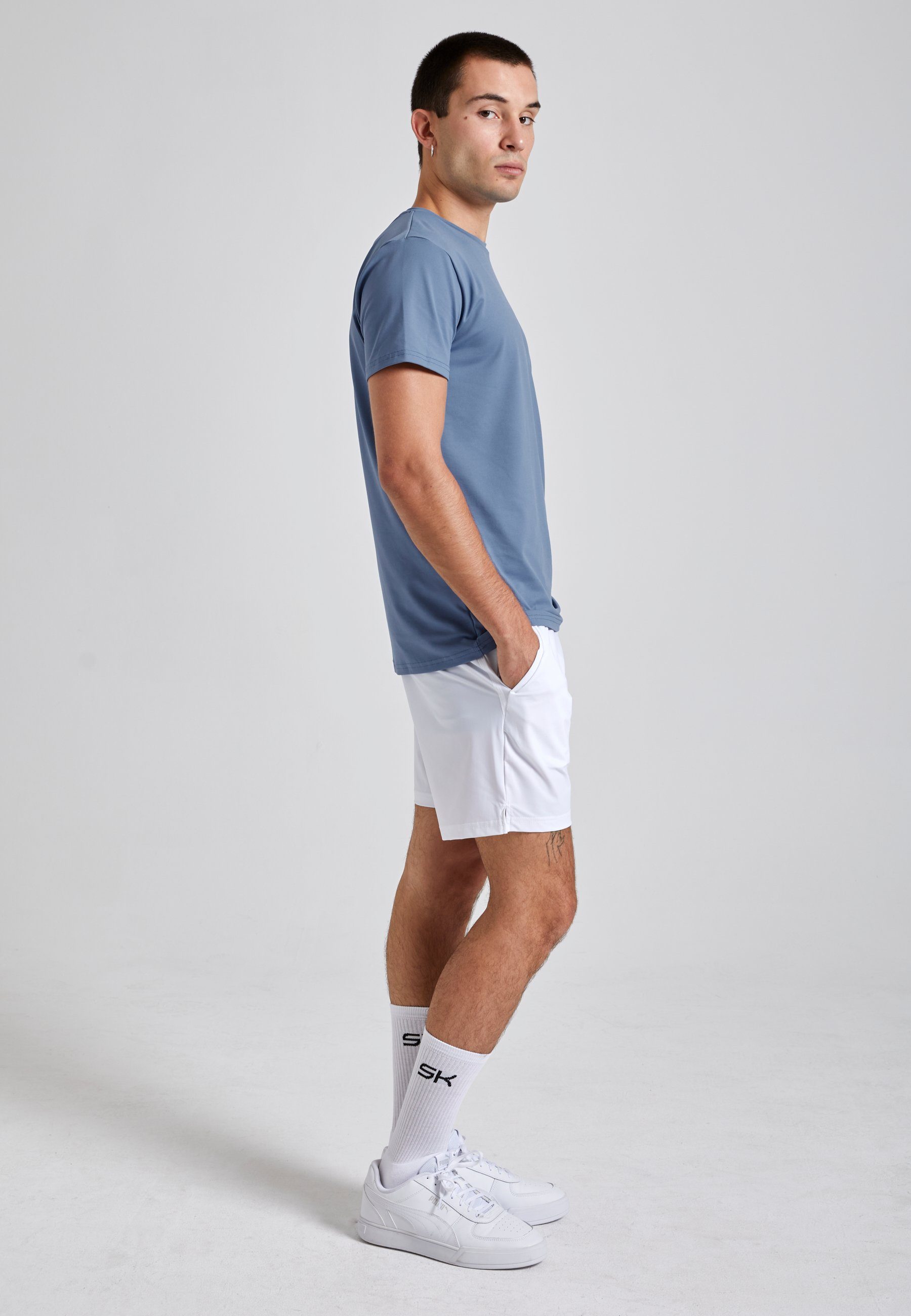 Funktionsshirt T-Shirt Jungen blau SPORTKIND Herren Rundhals grau & Tennis