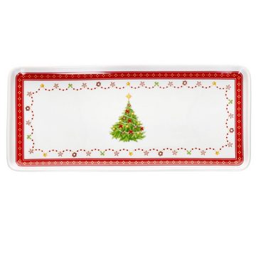 MamboCat Servierplatte Weihnachtstraum Kuchenplatte rechteckig Porzellan Weihnachten Stollen, Porzellan
