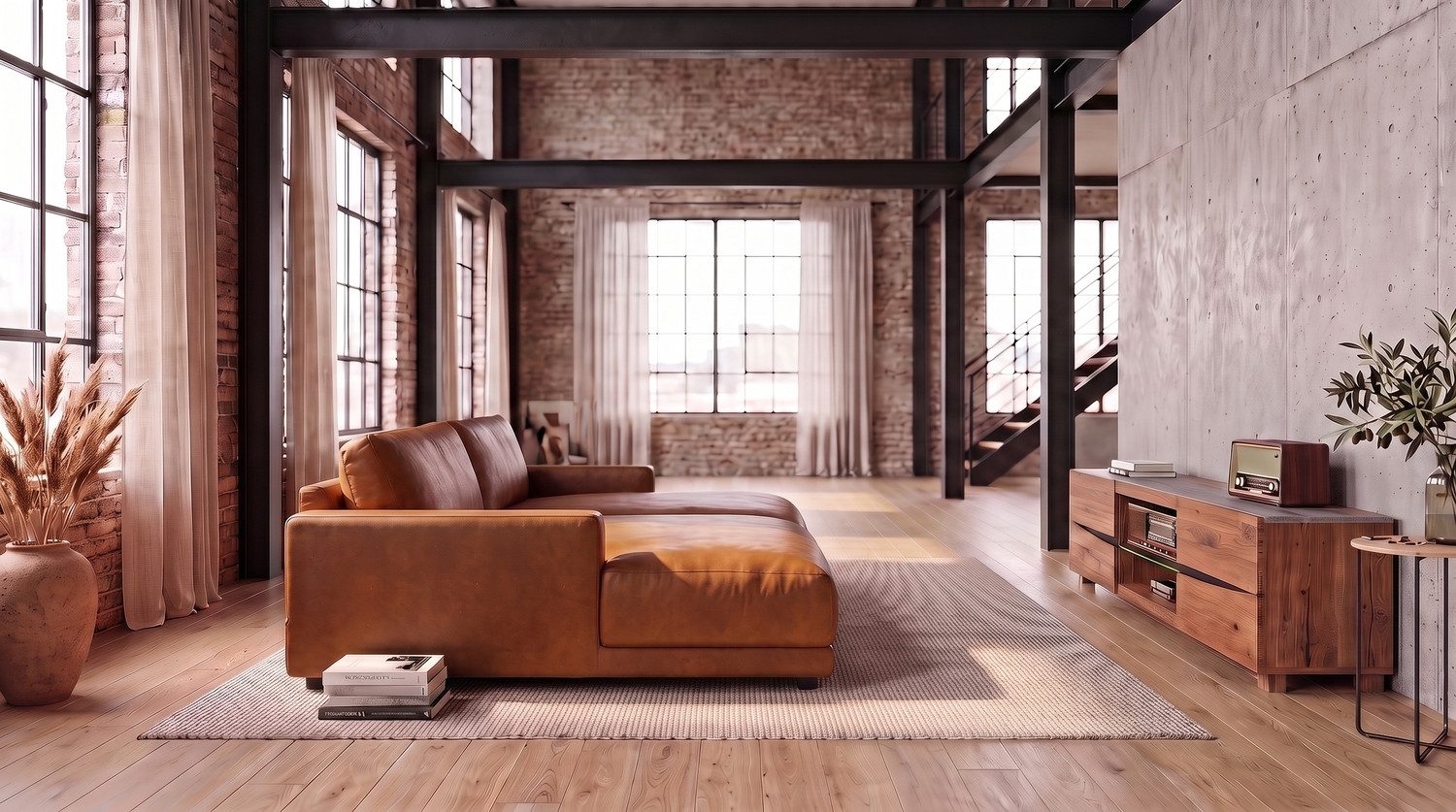 KAWOLA Big-Sofa MARLIN Bigsofa aus Lederfaserstoff, cognac, Big Sofa Lederfaserstoff cognac – Bild 4 von 5