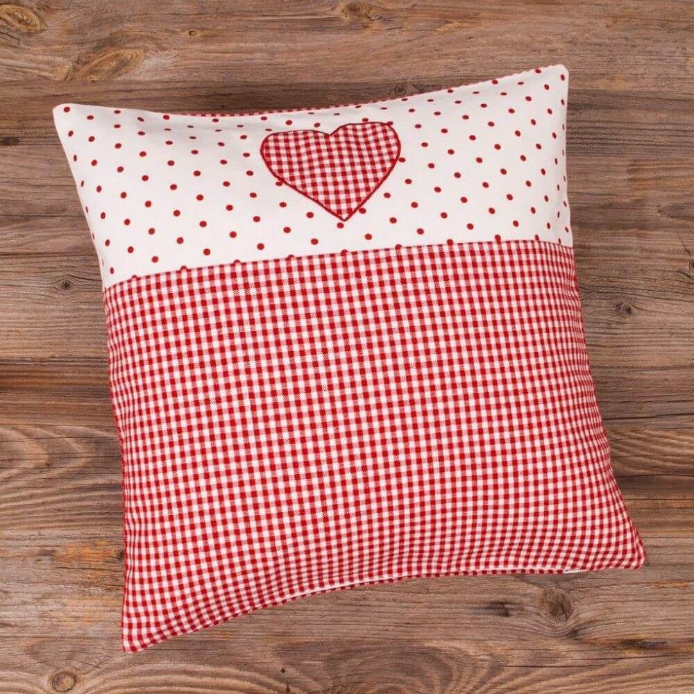 Kissenbezüge Kissen-Bezug 40x40 cm Herz rot Landhaus-Stil Baumwolle, matches21 HOME & HOBBY (1 Stück), Wohnzimmer Kissen-Hülle als Deko-Kissen Zier-Kissen Sofa-Kissen