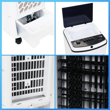 Clanmacy Ventilatorkombigerät 4in1 Mobiles Klimagerät, Leise Wasserkühlung Klimaanlage Luftkühler Luftreiniger, Ventilator, 5 L Wassertank Timer 80W, 3 Geschwindigkeiten – Weiß