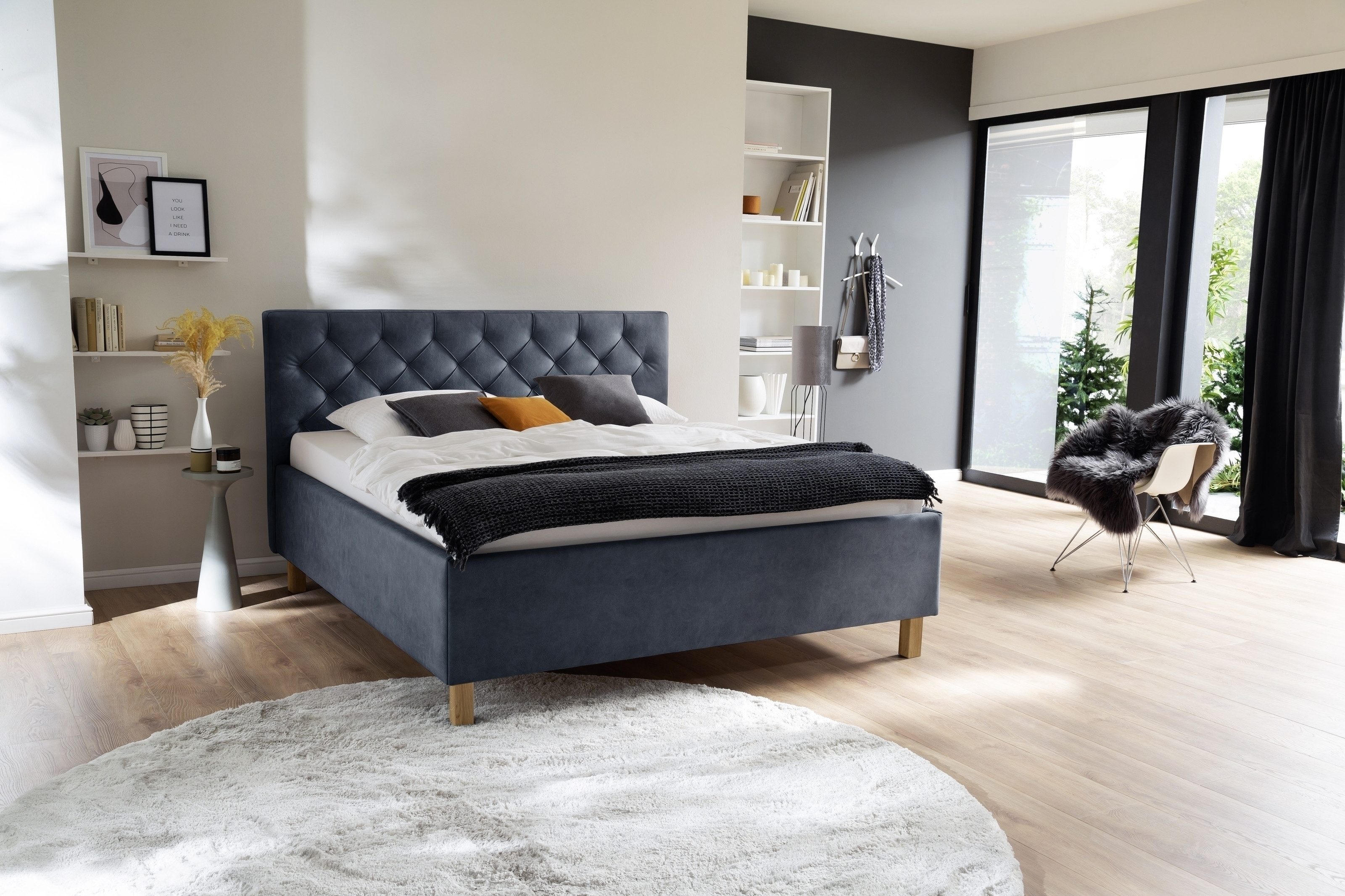 freiraum Polsterbett San Remo, Liegefläche 180x200cm, taubenblau, Stellmaß: 190x120x215cm (BxHxT)