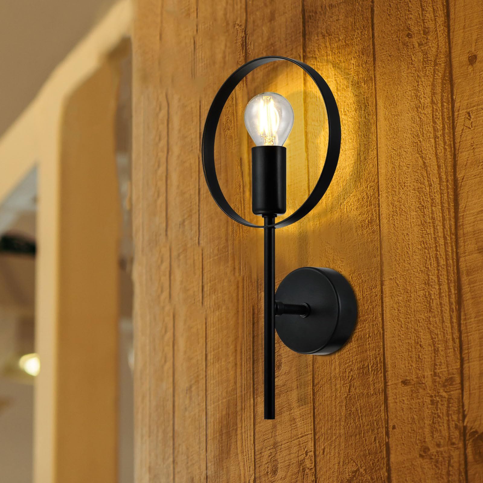 LQWELL Wandleuchte Innen 1 Flammig Wandbeleuchtung Wandspot im Modern Industriestil, ohne Leuchtmittel, Glühbirne nicht enthalten,Minimalistische Industrie Pendellampe Vintage Hängelampe, für Schlafzimmer Wohnzimmer Studio Hotel Treppe