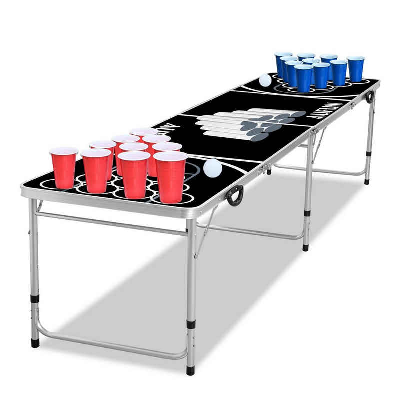 AUFUN Spieltisch Beer Pong Tisch Set Klapptisch inkl 6 Bälle&100 Becher, (1-tlg), Trinkspiel Bierpong Tisch