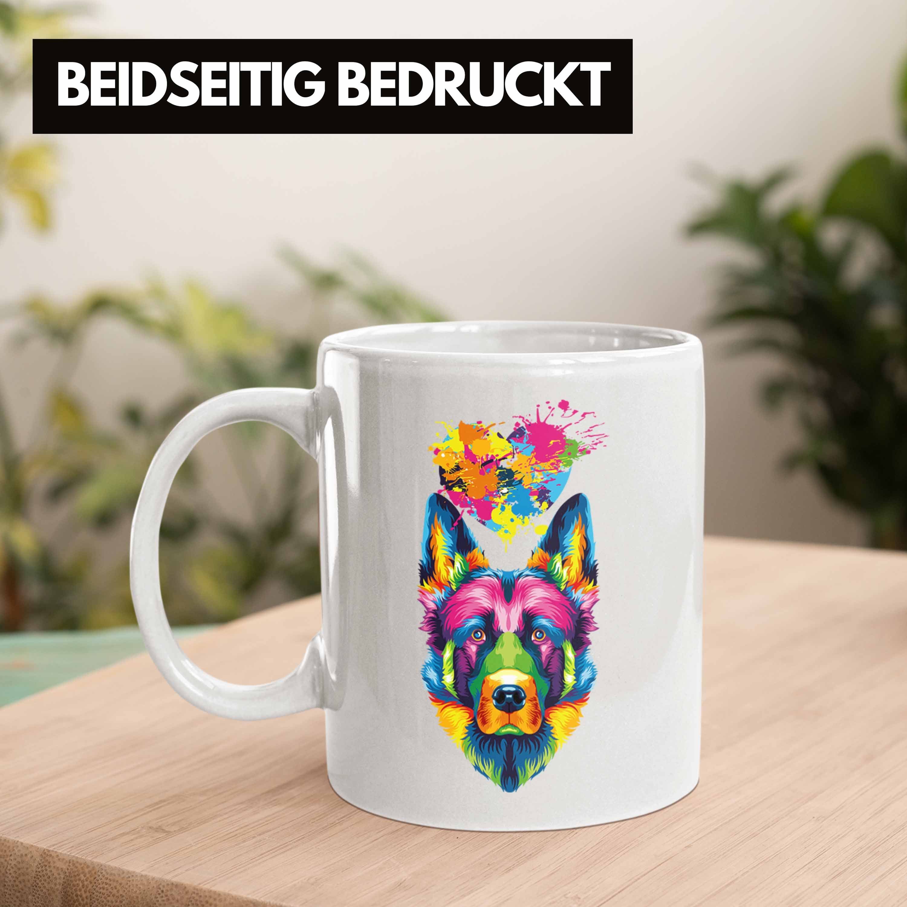 Trendation Tasse Tasse Weiss Geschenk Schäferhund Lustiger Besitzer Spruch Geschen Farbe Herz