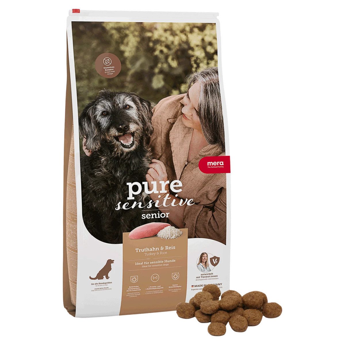 Mera Dog Pure Sensitive Senior Truthahn & Reis 1 kg, für: Hund