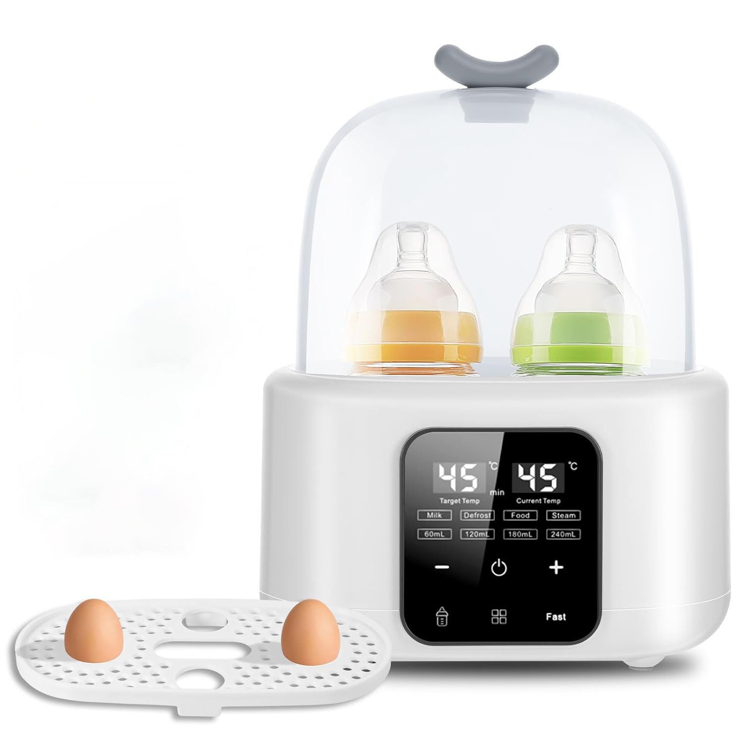 Forrlite Babyflaschenwärmer 6-in-1 Flaschenwärmer Baby, Doppelbecher Babyflaschen Wärmer, für Babyflaschen,Baby Flaschenwärmer,Erwärmen/Auftauen Speisen