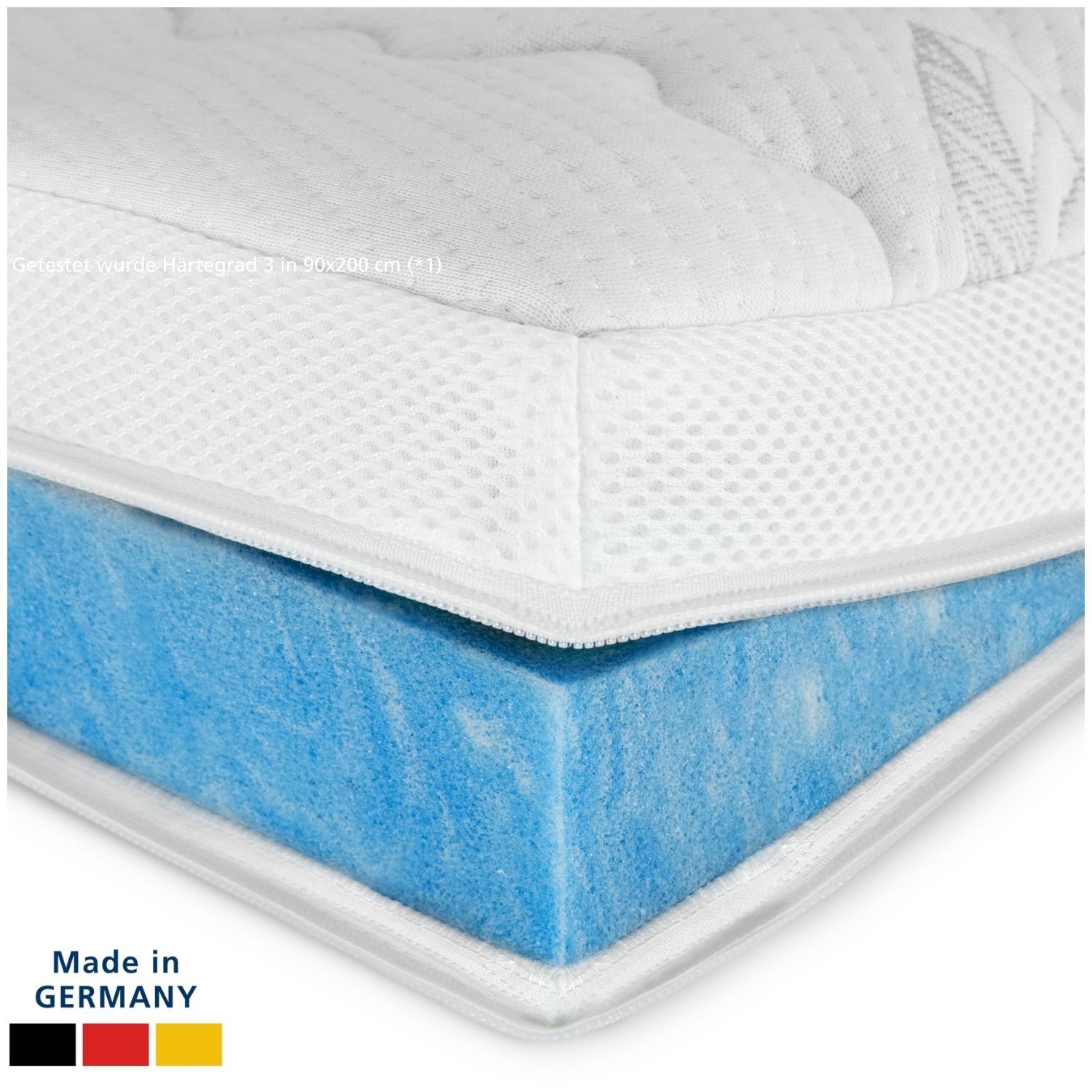 Gelschaummatratze Memory Foam, Premium Gelschaum-Topper weich, Atmungsaktiver Geltopper, AM Qualitätsmatratzen, 6 cm hoch, 80x200 cm