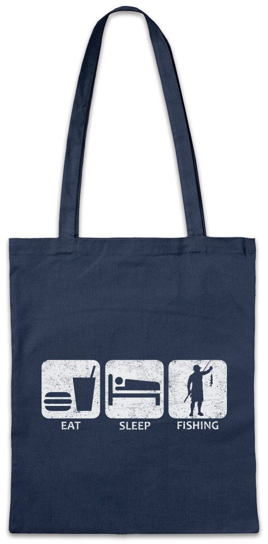 Urban Backwoods Beuteltasche Eat Sleep Fishing Stofftasche Sport Sports Fischen Angeln Angler (1-tlg), Fischer Fish Angelrute Verein