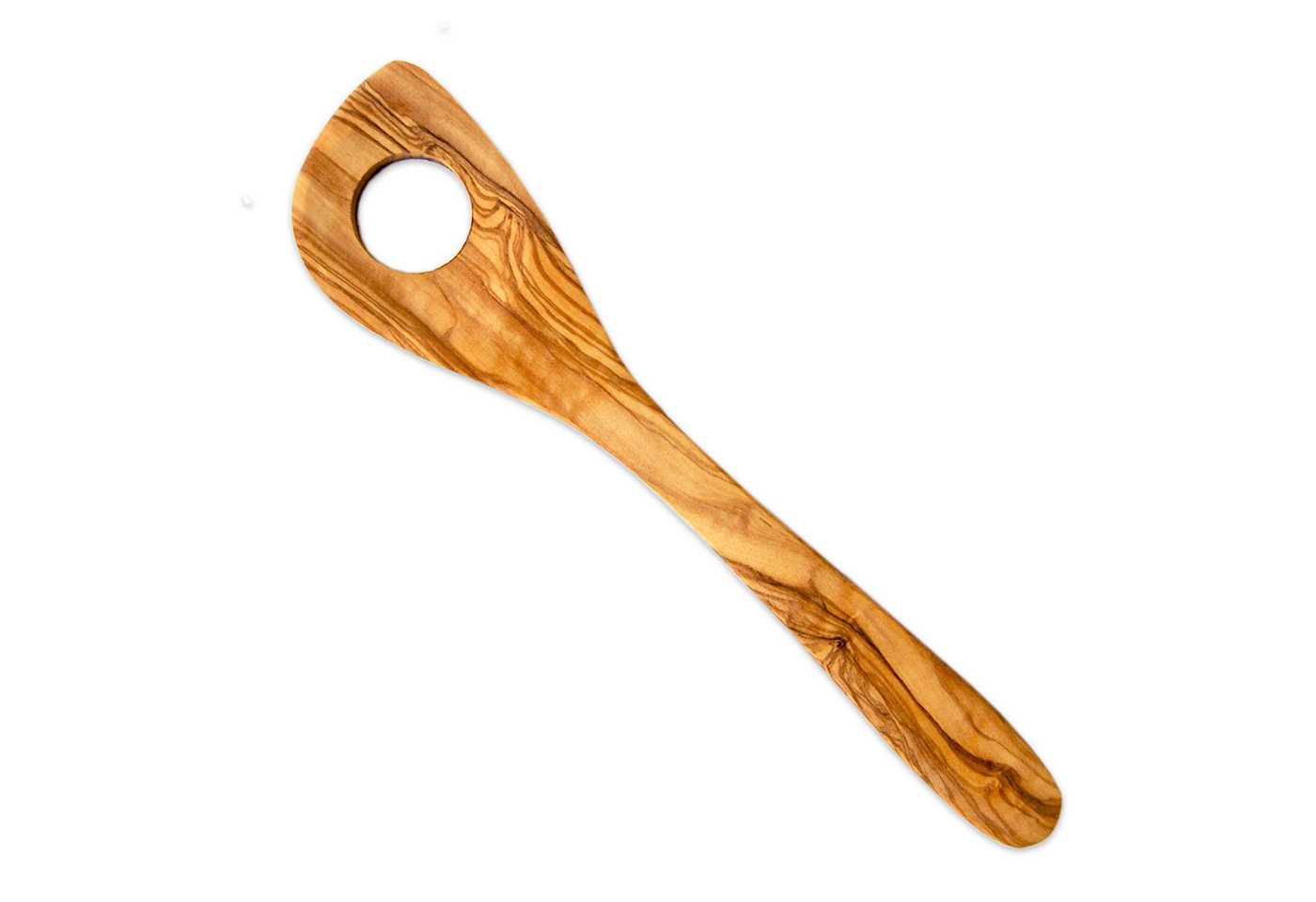 Olivenholz-erleben Kochlöffel Risottolöffel aus Olivenholz – Länge ca. 30 cm, robust & stilvoll, Ecke erreicht Topfränder mühelos – ideal zum Rühren & Schaben