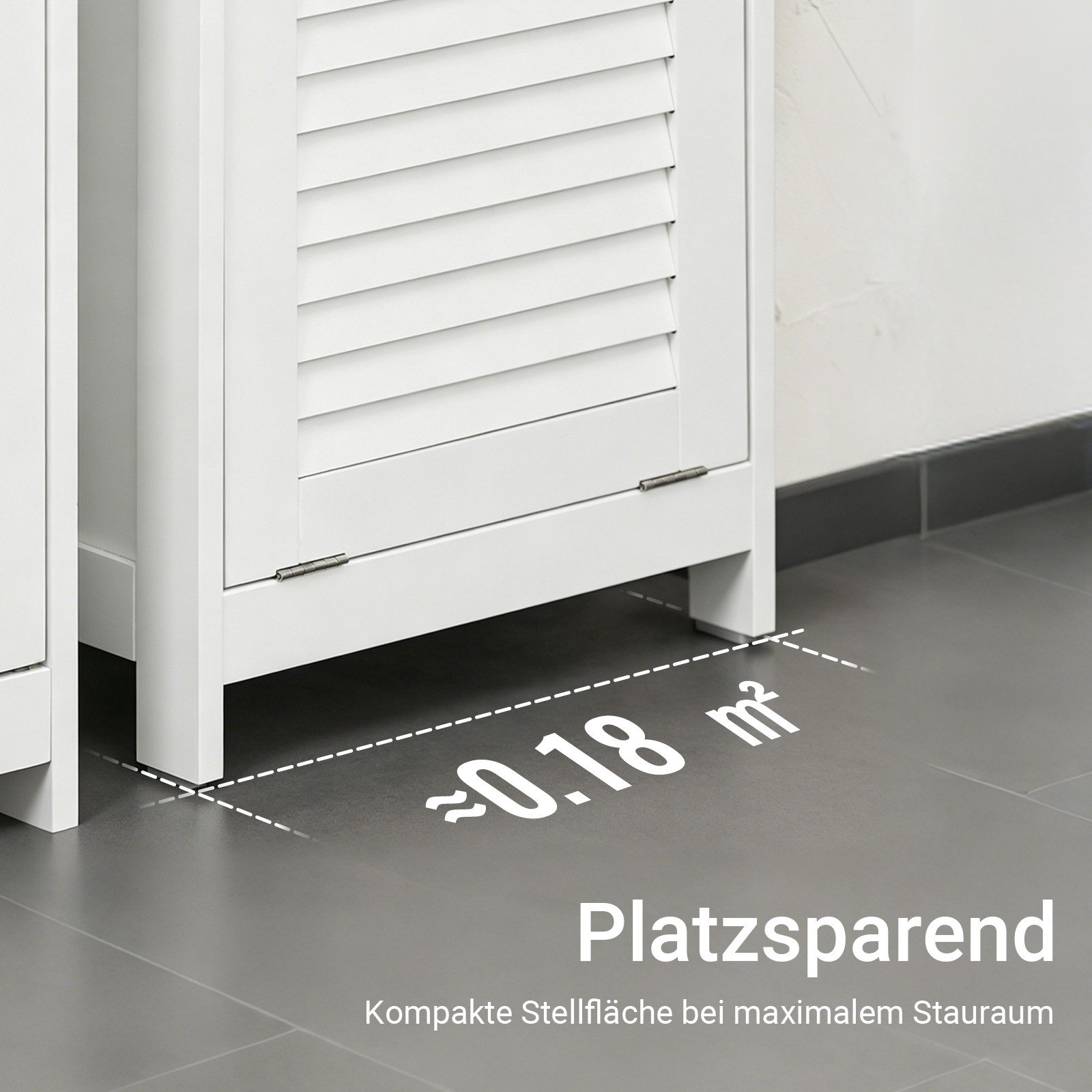 SoBuy Hochschrank BZR124, Badschrank schmal, Badschrank mit Regal, Badezimmer Schrank Badezimmerschrank mit Wäschesack Wäscheschrank Badezimmermöbel – Bild 4 von 5