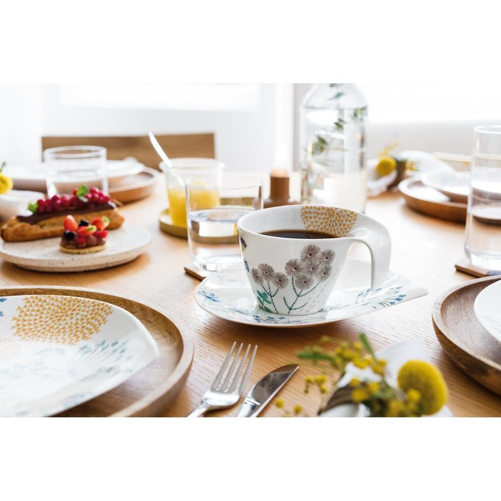 Villeroy & Boch Frühstücks-Geschirrset Flow Frühstücks-Set 18er Set (18-tlg), 6 Personen, Porzellan