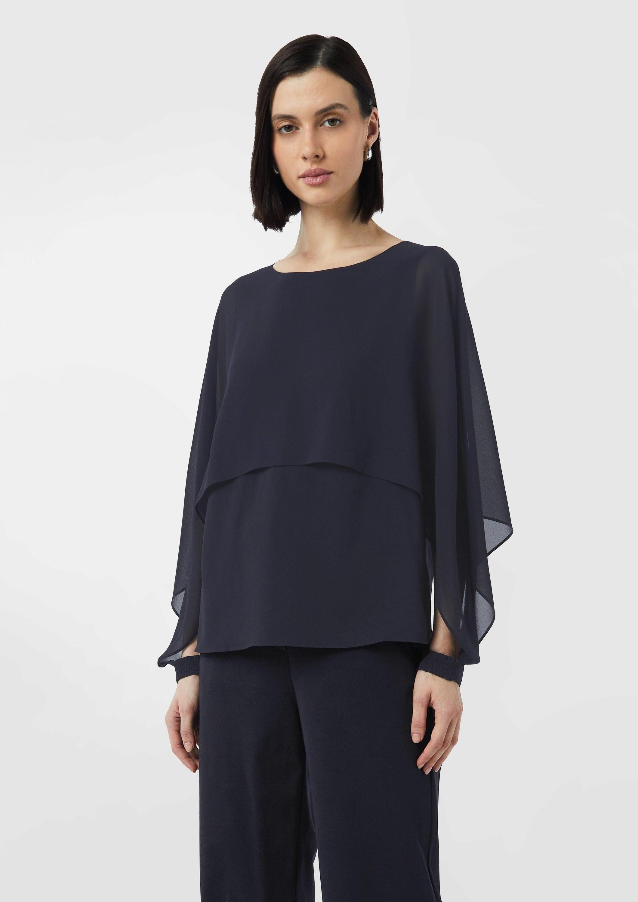 Langarmbluse Bluse Bluse aus Chiffon mit raffiniertem Layering