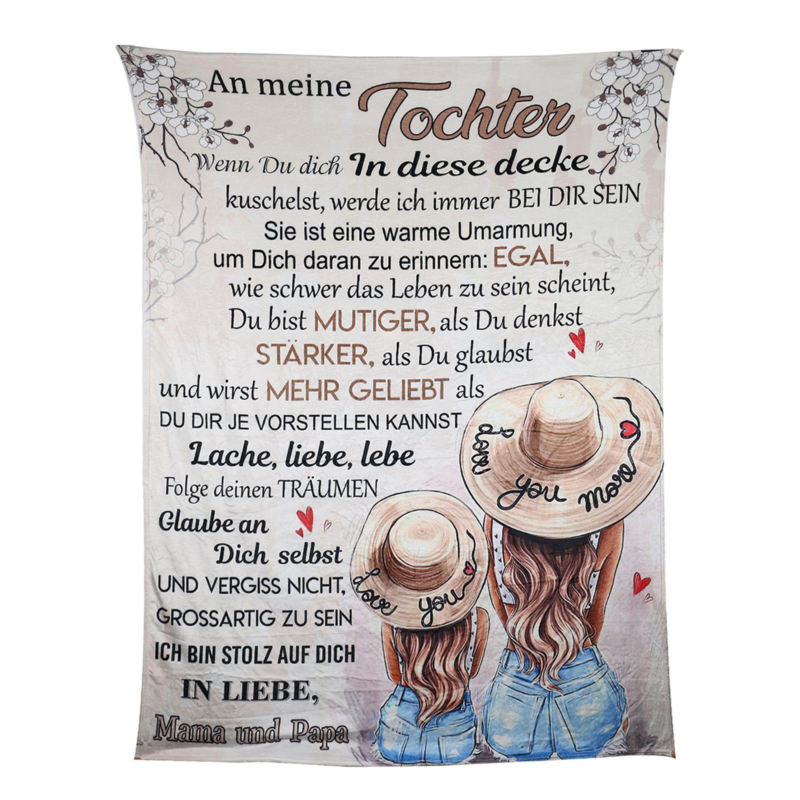 Einschlagdecke Personalisierte Kuscheldecke An unsere Tochter von Eltern( 150*200cm), TWSOUL