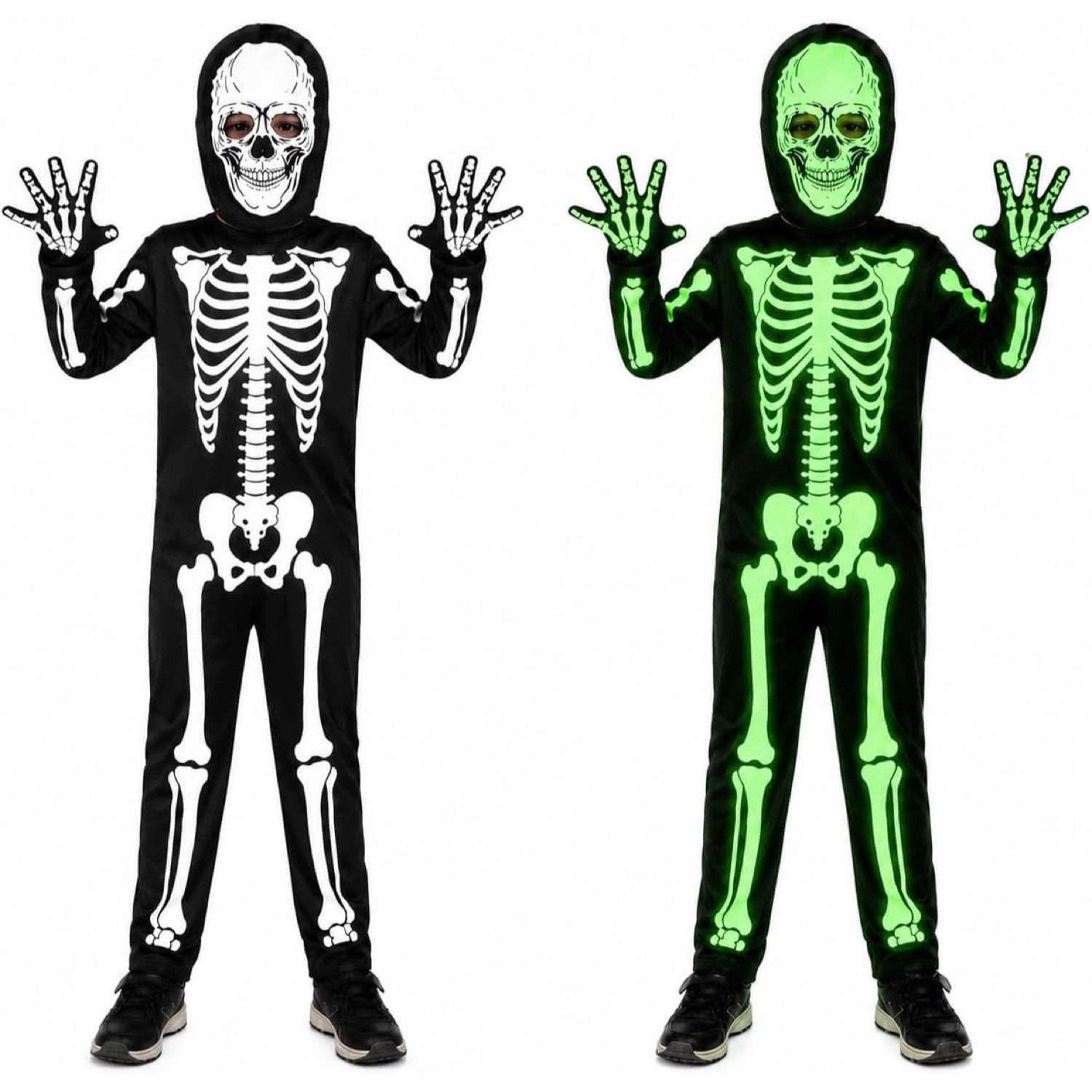 TK Gruppe Kostüm Halloween-Skelettkostüm für Kinder mit Leuchteffekt im Dunkeln
