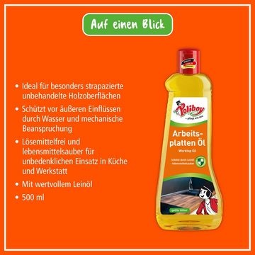 poliboy Arbeitsplatten Öl - 1 Liter - schützt vor Wasser und Schmutz Holzpflegeöl, für unbehandelte und geölte Hölzer - Made in Germany