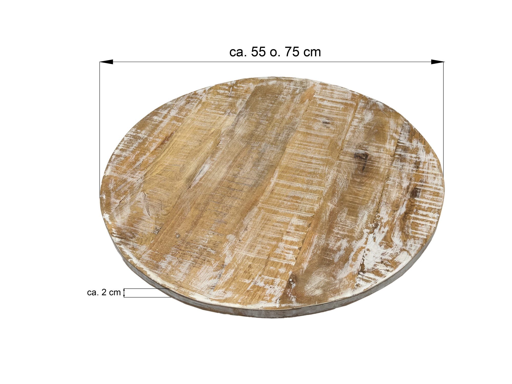 Amagohome Tischplatte Runde Tischplatte Holzplatte Ersatztischplatte Mango-Altholz Ø 55 / 75 (1 St), gewollt uneben, aus recyceltem Mangoholz hergestellt