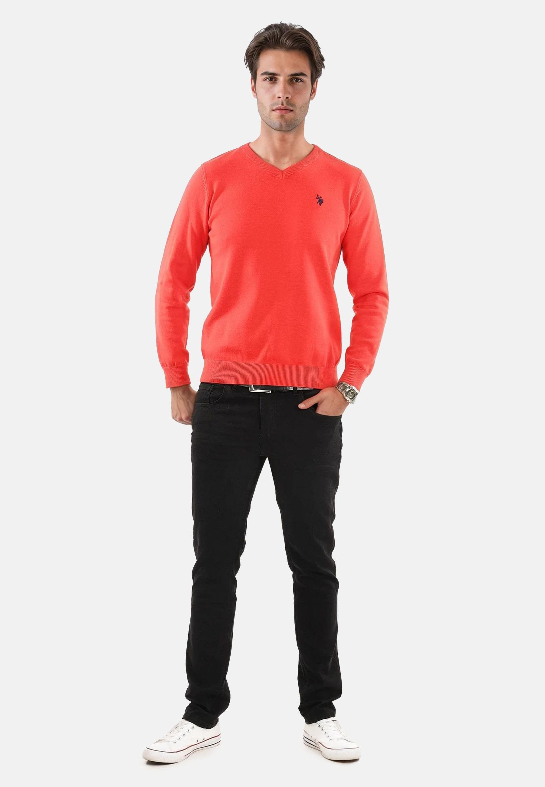 U.S. Polo Assn. V-Ausschnitt-Pullover Пуловеры USPhil – Herren V-Neck Classic Fit mit Logo-Stickerei Angenehme Baumwollmischung, weiches Material und sportiver Look