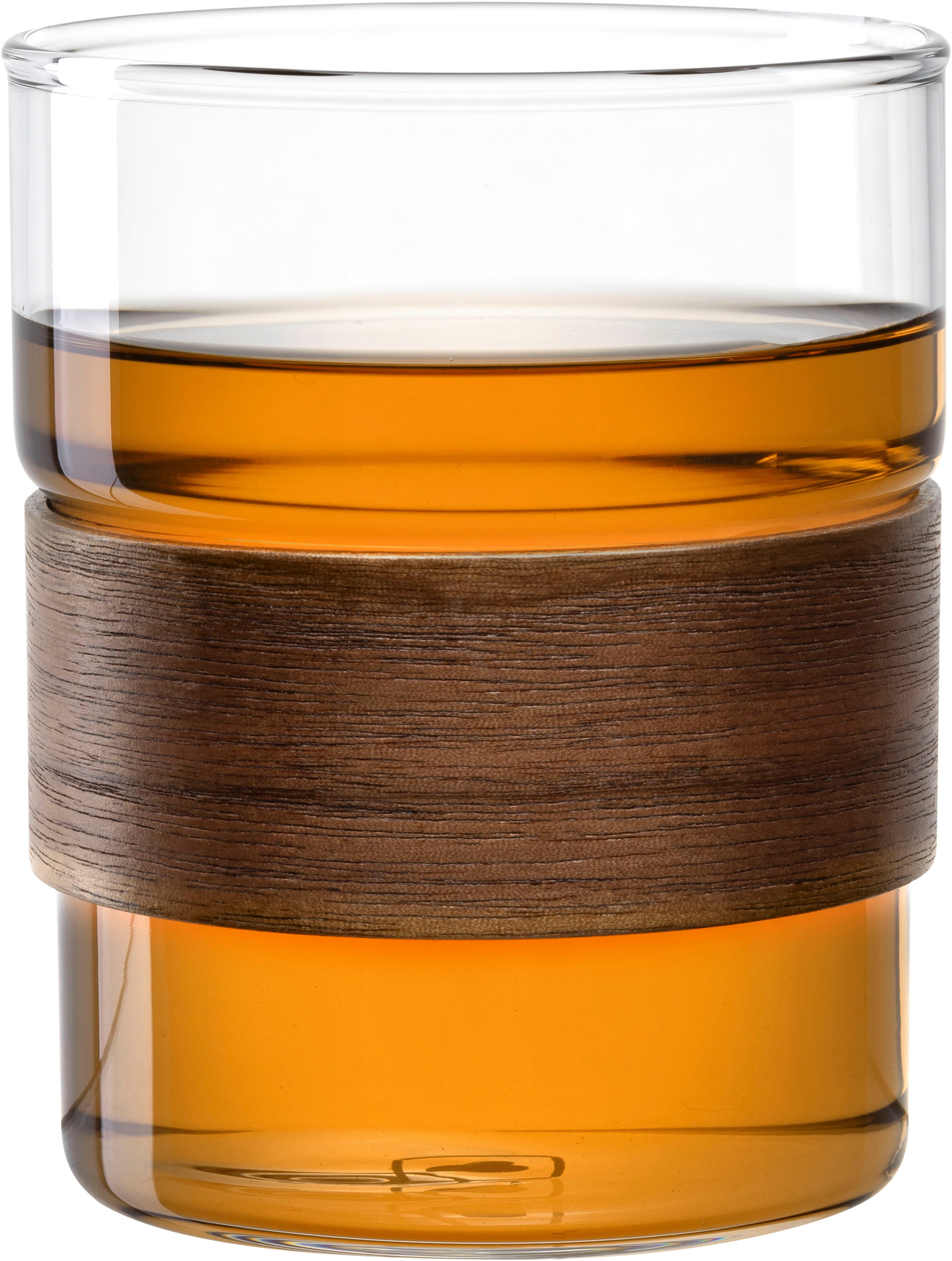 LEONARDO Becher NOVO LEGNO, 2er Set, 2-tlg., Glas, Holz, Becher mit Holzspange