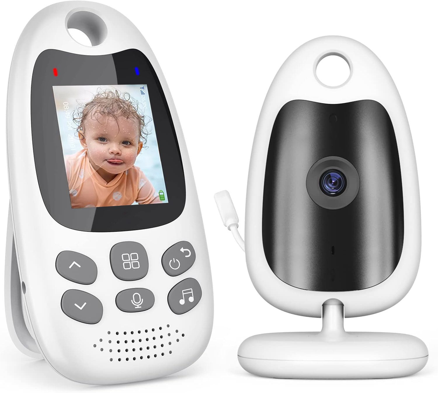TWUFY Babyphone Tragbares Video Baby Monitor Babyphone mit Kamera mit Halterung, Babyfon mit Kamera 2'' Video Baby Monitor Kamera und Audio, 1-tlg., mit VOX Funktion Gegensprechfunktion Nachtsicht Temperaturüberwachung, für Zuhause unterwegs,Eltern Babys