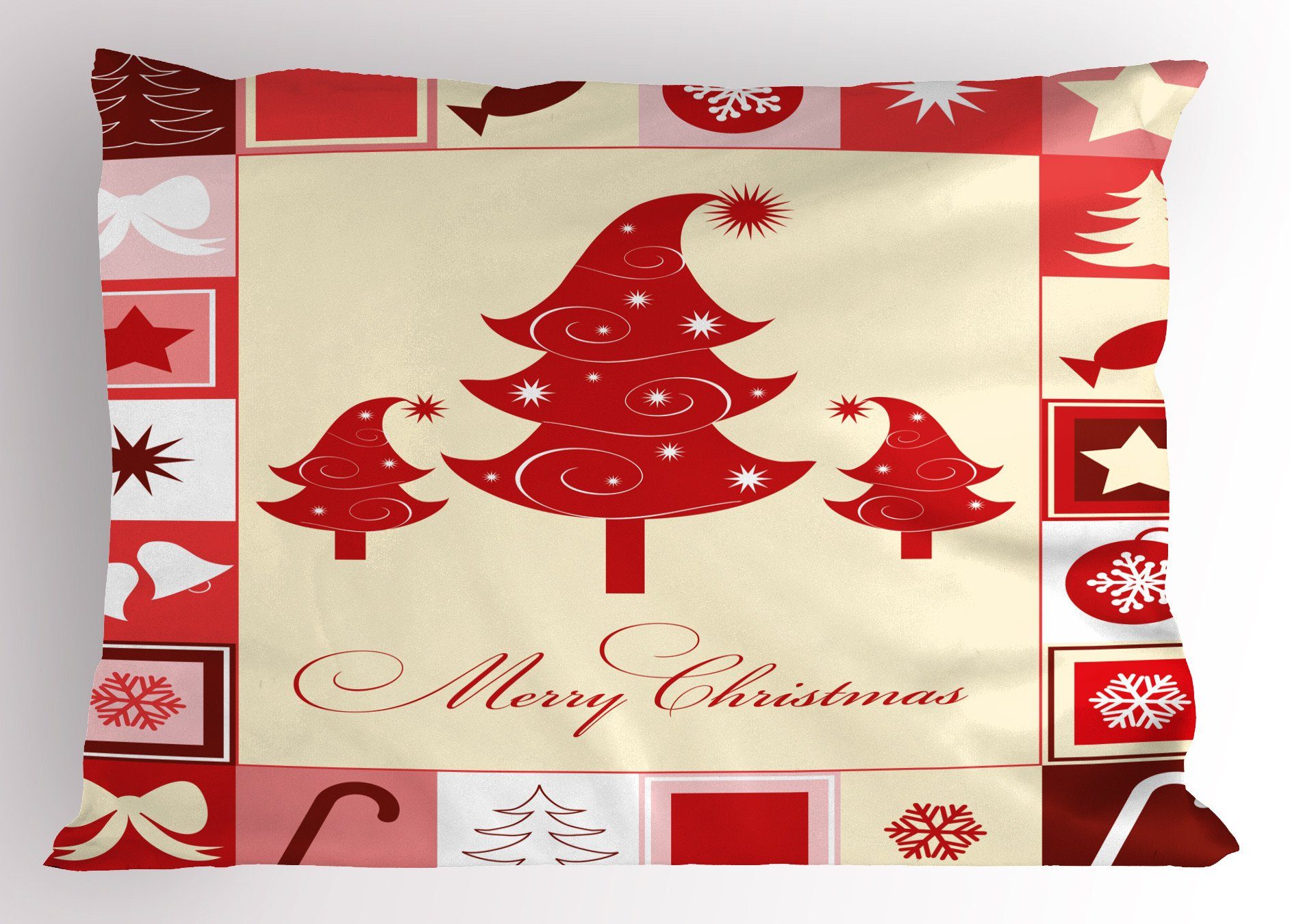 Kissenbezüge Dekorativer Standard King Size Gedruckter Kissenbezug, Abakuhaus (1 Stück), Weihnachten Bäume Süßigkeit Sterne