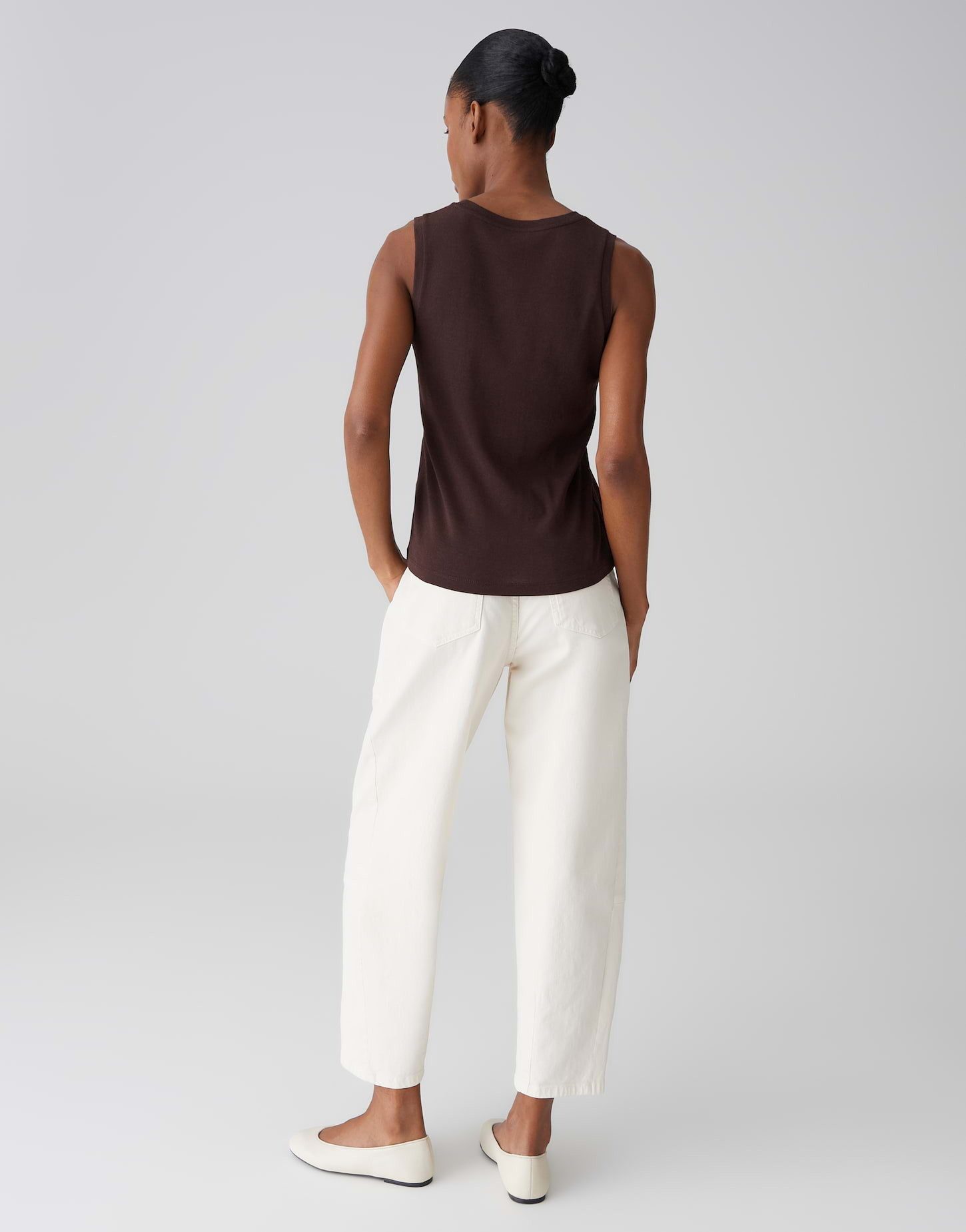 OPUS Kurzarmshirt Tanktop aus nachhaltigem Baumwoll-Mix Weicher Griff, elastischer Stoff für komfortable Passform