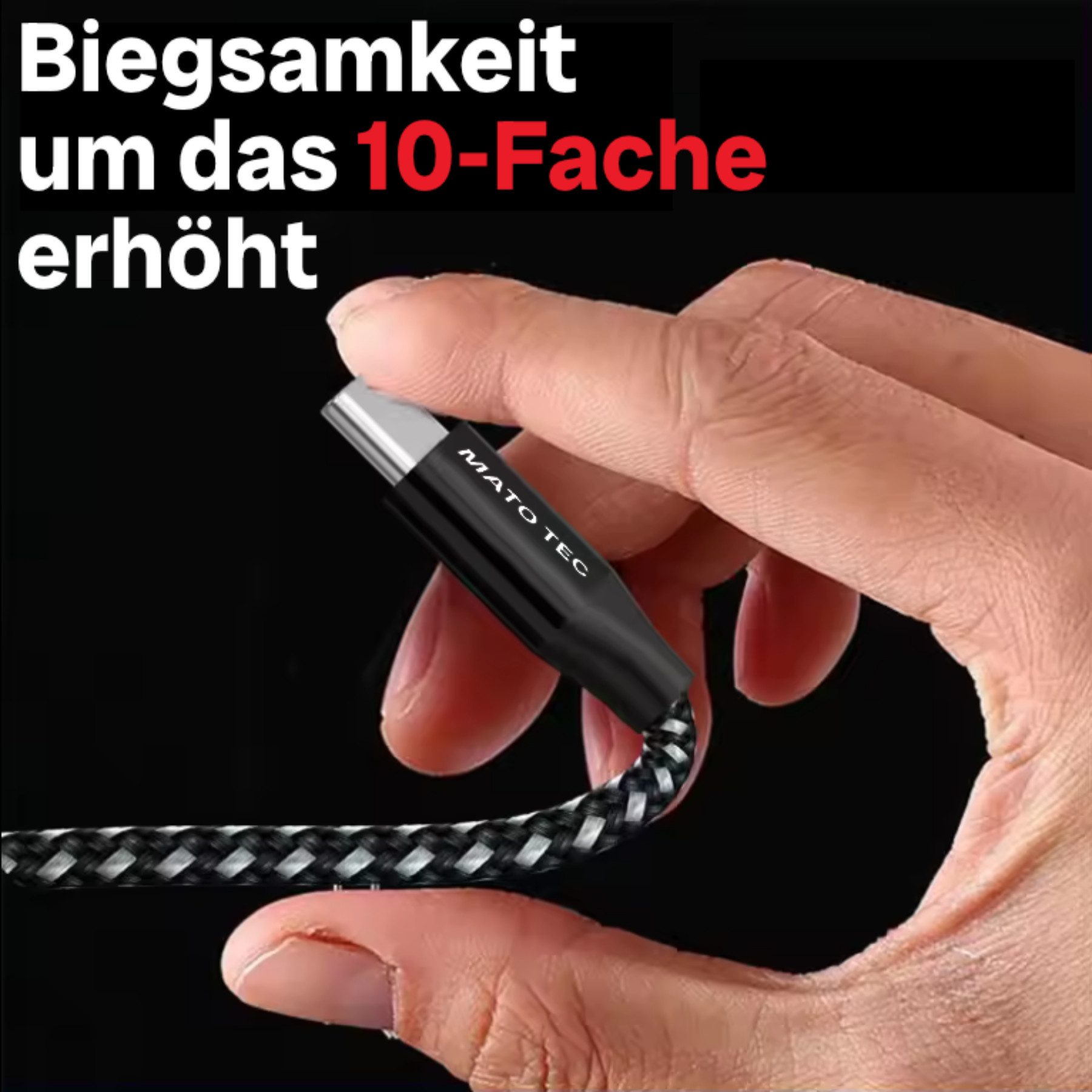 Alpha Electronics USB C Datenkabel SCHNELL Ladekabel für Samsung usw.- mehrere Längen USB-Kabel, USB-C, USB Typ A (200 cm), Schwarz, Rot, Silber, Blau – Bild 4 von 5