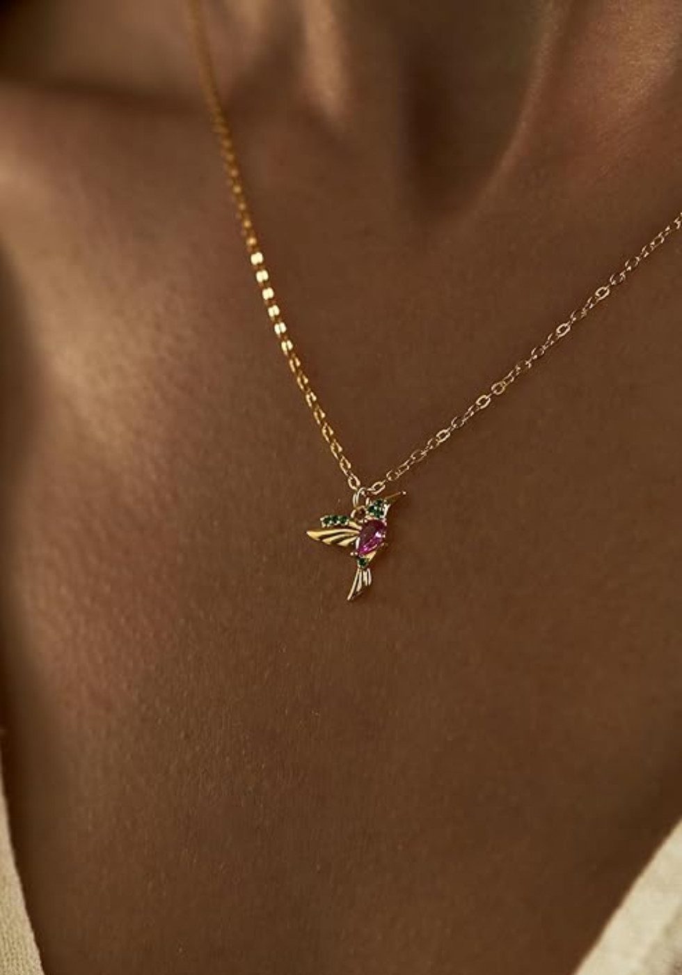 Einzelstück Charm-Kette Halskette Kolibri Anhänger 925 Sterling Silber günstig online kaufen