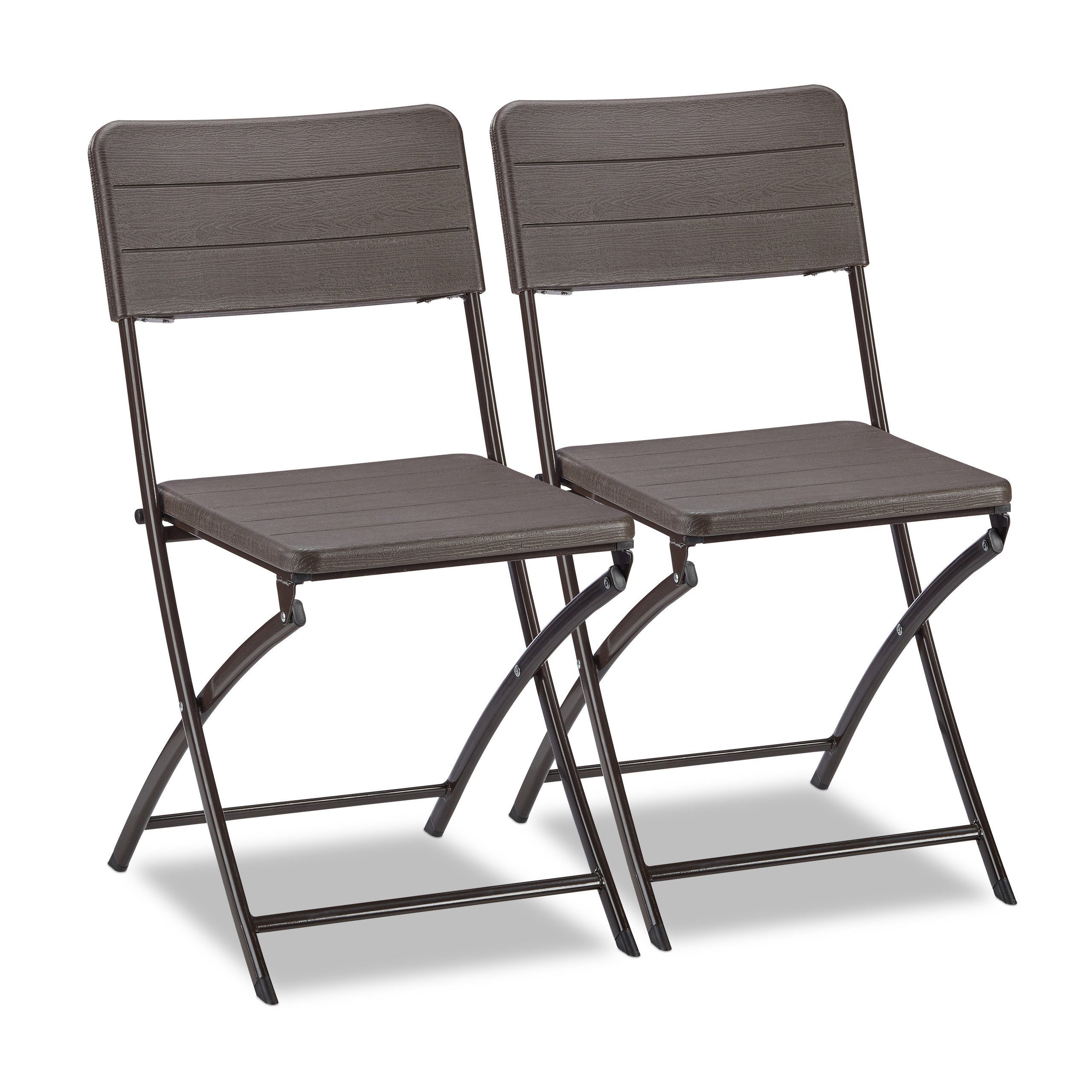 relaxdays Gartenstuhl 2er Set Holzoptik (2 St), braun