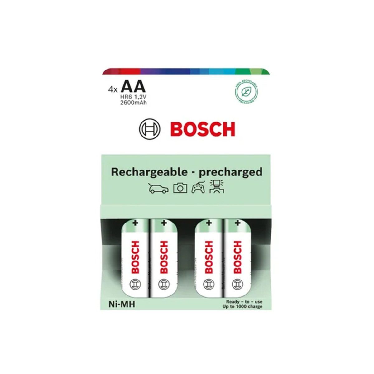 BOSCH Bosch Akku AA 2600mAh 4 Stück HR6B4P2600/00 Verlängerungskabel