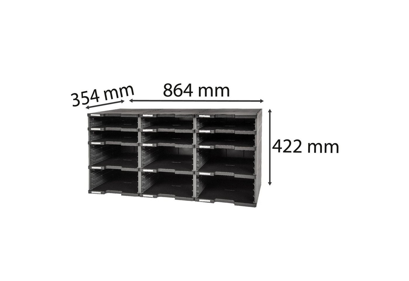 Thumbnail - EXACOMPTA Schubladenbox MODULODOC, 12 Fächer ohne Schubladen, EcoBlack - Dunkelgrau - 385714D, Sortierungsmodul