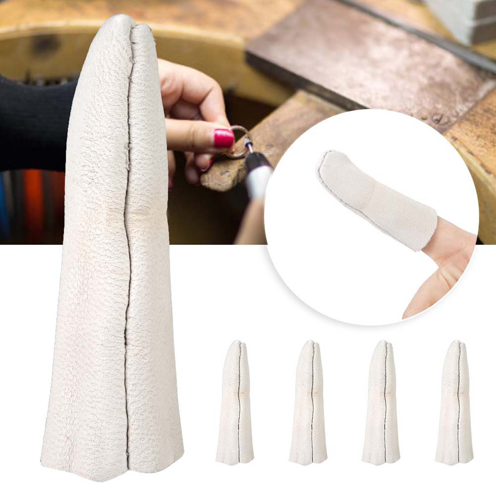 GARRYFIZH Finger- und Zehenschutz 5er Set Leder Fingerschutz Fingerlinge DIY Schmuck Werkzeug, Robustes PU Leder, Leicht & flexibel, Präzises Arbeiten