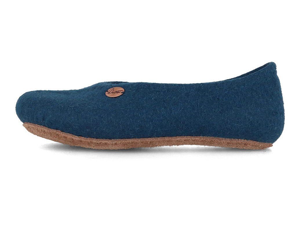 WoolFit handgefilzte Ballerina-Hausschuhe Hausschuh mit vegetabiler Ledersohle