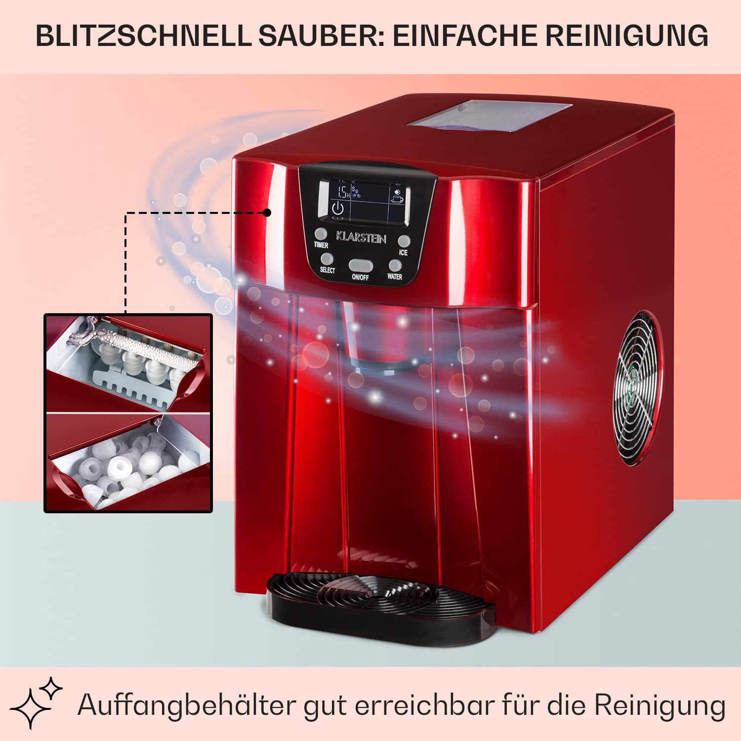 Klarstein Eiswürfelmaschine Ice Volcano 2G Eismaschine LED 12kg
