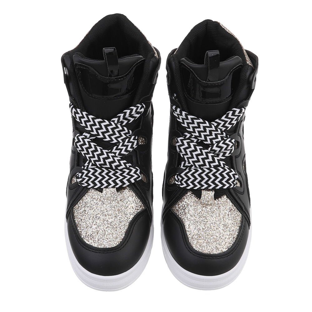 Ital-Design Damen High-Top Freizeit Sneakerboots (84463422) Keilabsatz/Wedge Sneakers High in Schwarz