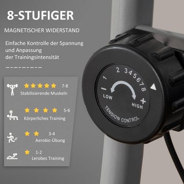 HOMCOM Heimtrainer Fahrradtrainer mit 8 stufig einstellbarem Magnetwiderstand (1-tlg., Heimtrainer), mit LED-Beleuchtung
