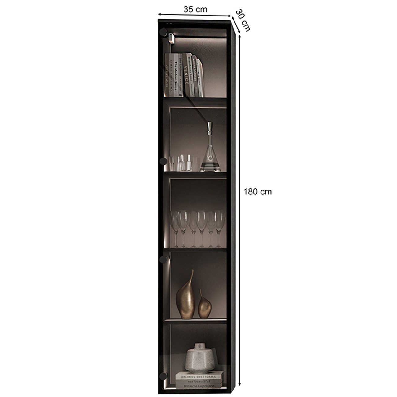 MOEBLINE Hängevitrine Vitrinenschrank FIVO 03 Schwarz