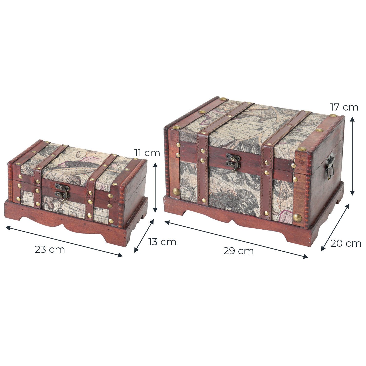 HMF Schatzkiste Handgefertigte Schatztruhe (2er Set, versch. Größen), dekorative Aufbewahrungsbox Amerika – Bild 5 von 5