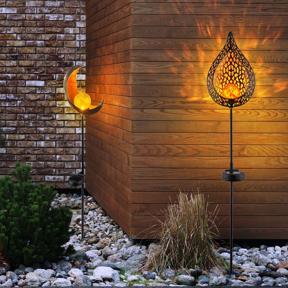 etc-shop LED Solarleuchte, verbaut, Gartendeko Solarleuchte Außenleuchte fest LED-Leuchtmittel LED Steckleuchte