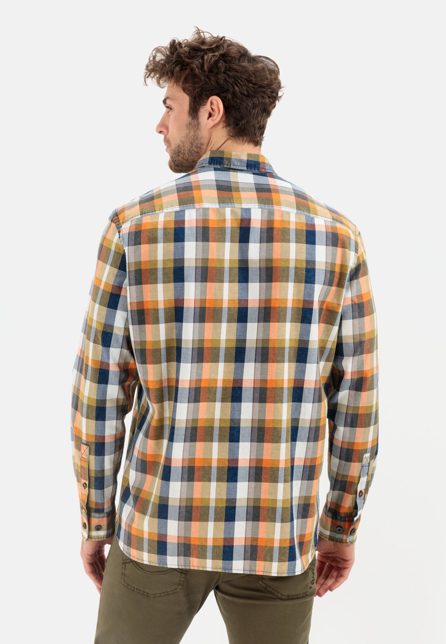 camel active Karohemd aus reiner Baumwolle Langarm Button-Down Button-Down