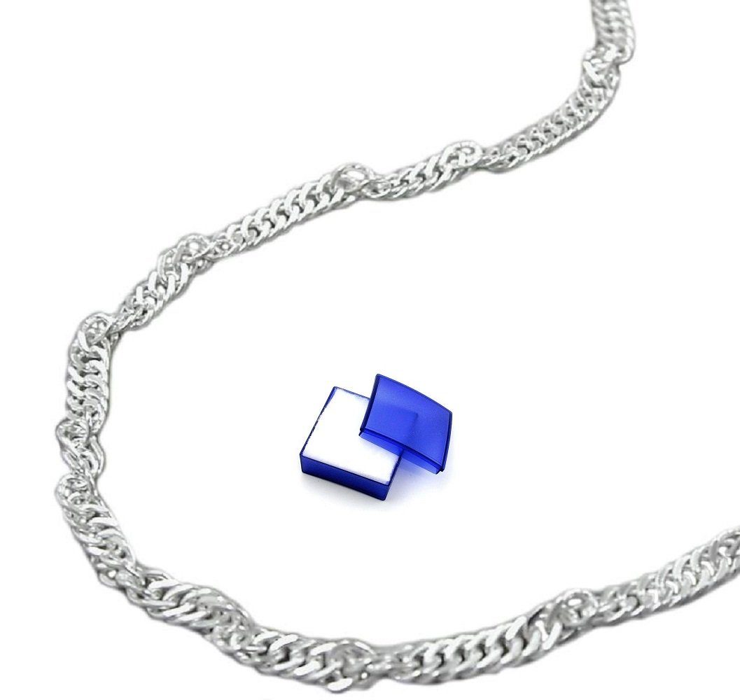 unbespielt Silberkette Halskette 2 mm Singapurkette diamantiert 925 Silber 42 cm, Silberschmuck für Damen und Herren