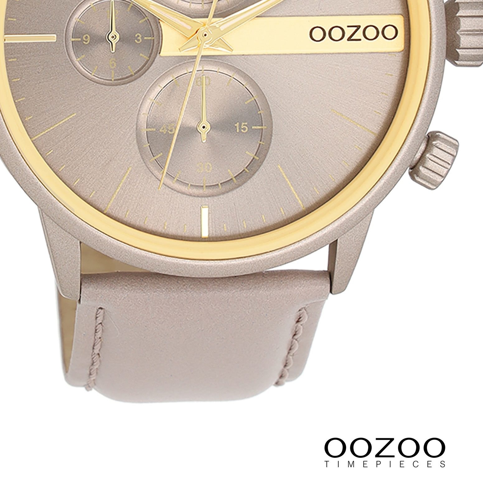 OOZOO Quarzuhr Oozoo Herren Damen Armbanduhr Timepieces, (Analoguhr), Herren, Damenuhr rund, groß (ca. 44mm) Lederarmband, Fashion-Style