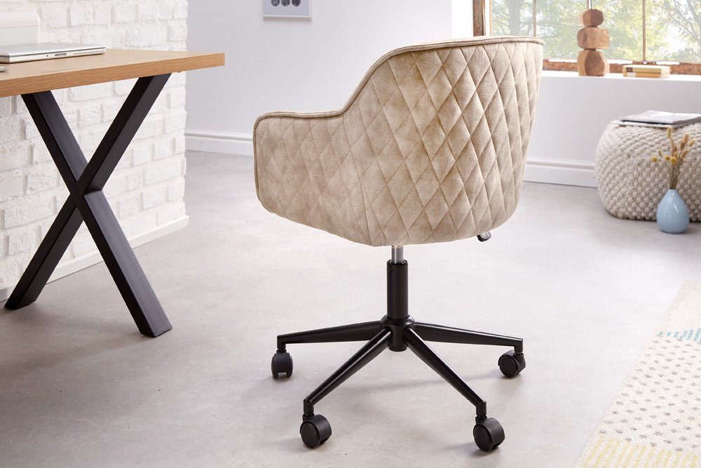 riess-ambiente Drehstuhl EUPHORIA champagner greige, Büro · Samt · Metall · höhenverstellbar · mit Armlehne · Home Office