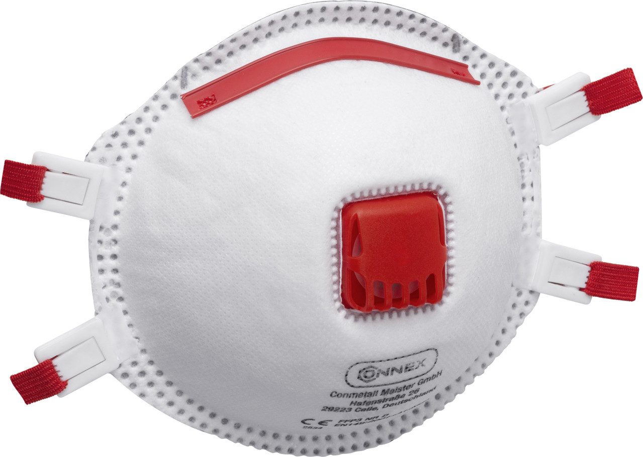 Connex Atemschutz-Vollmaske Feinstaubmaske FFP3 mit Ventil 5 Stück