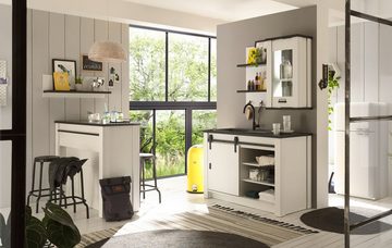Furn.Design Barschrank Stove (Theke in weiß Pinie Landhaus, 130 x 106 cm) als Küchentheke oder gemütliche Bar
