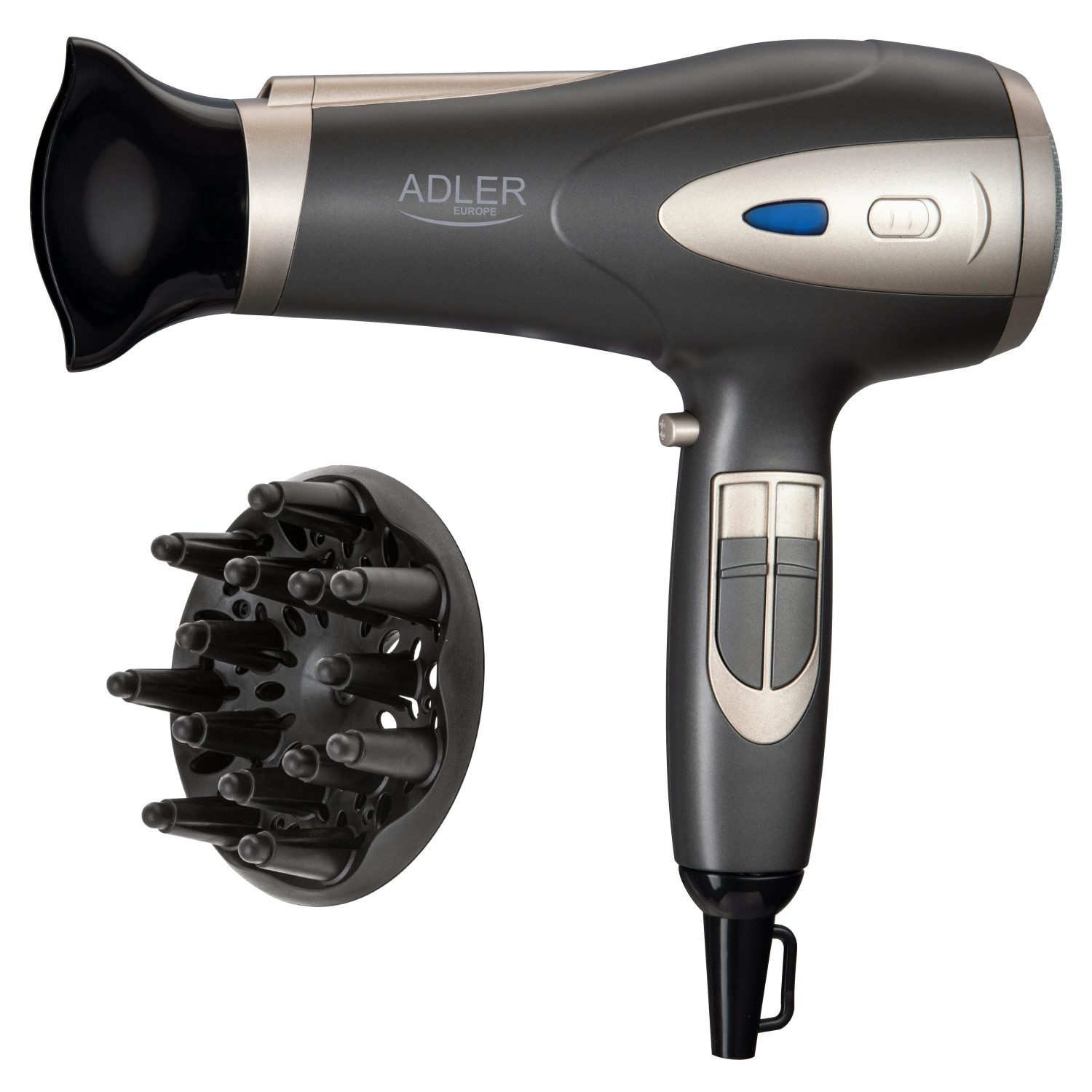 Adler Haartrockner AD 2248 2400 W mit 3 Temperaturstufen, in Champangergrau, 2400 W