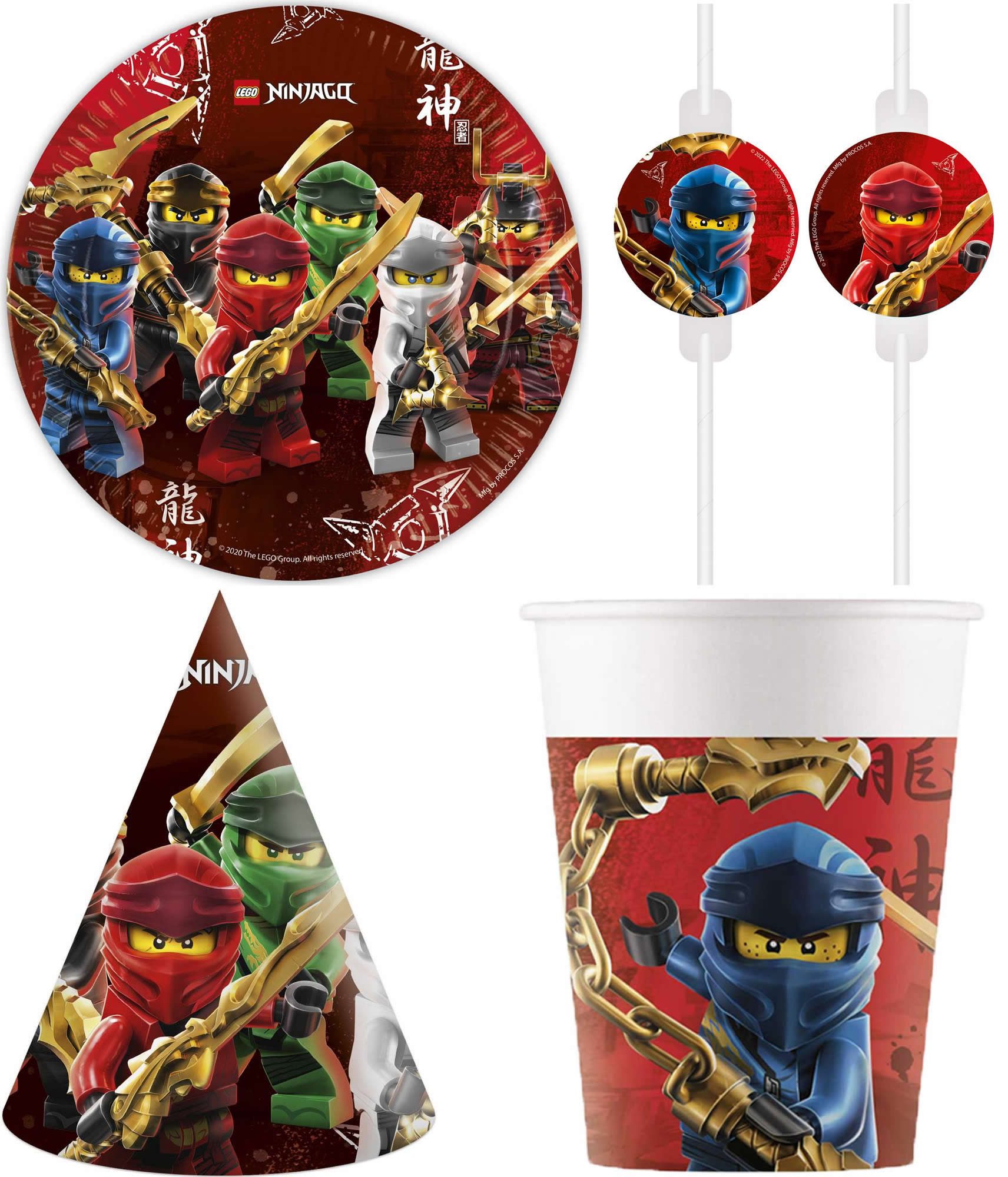 Procos Einweggeschirr-Set 32-tlg Set Kindergeburtstag Party Feier Fete Deko Motto Lego Ninjago (32-tlg), 8 Personen