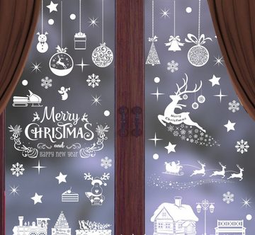 XDeer Fensterbild 9 Stück Fensterbilder Weihnachten Selbstklebend Groß, Fensterdeko, Weihnachten weiß, Weihnachtsfensterbilder Wiederverwendbar